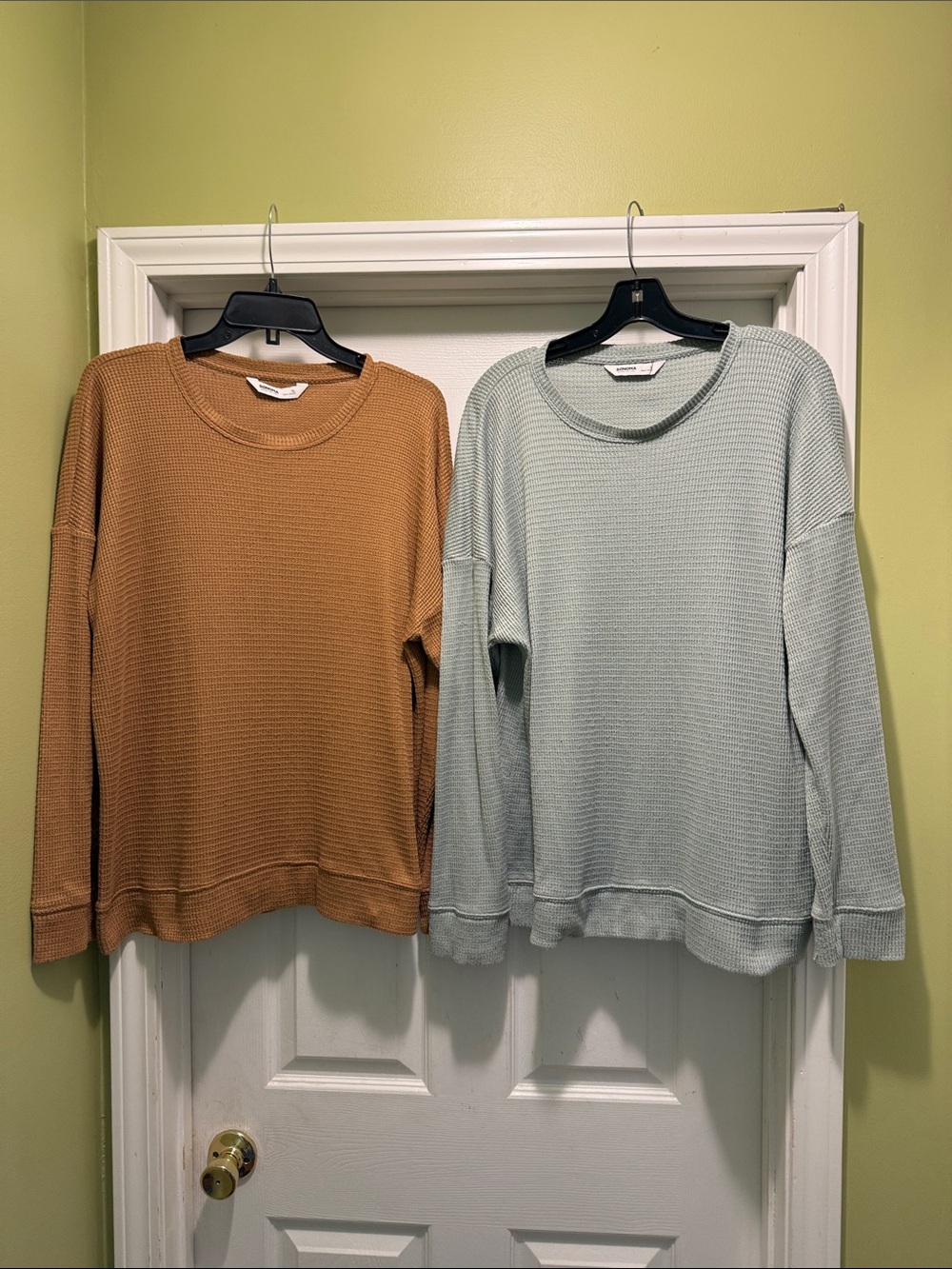 Sonoma XL Waffle Knit Pullover Bundle Set of 2 Mint & Rust Oversized Tops